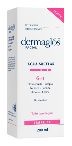 Imagen 2 de 8 de Agua Micelar Dermaglos 6 En 1 X 200 Ml