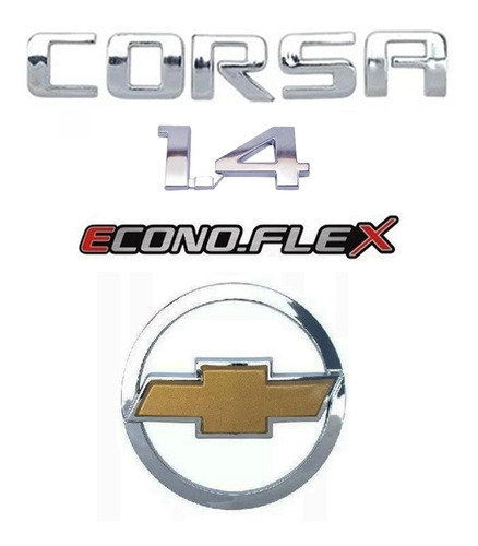 Kit Emblemas Corsa Hatch 1.4 Econoflex + Gravata Mala 08/...