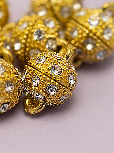 12 Iman Para Pulseras Bisutería Broche Abalorio Bola 9mm Dorado 1.4 Cm 9 Mm