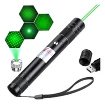 Comprar Puntero De Largo Alcance De Carga Usb, Puntero Verde De Alta Potencia 2 En 1, Linterna De Alta Potencia De Largo Alcance, Bolígrafo Recargable Usb Negro Reutilizable Led
