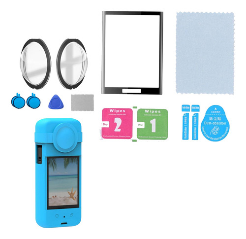 Combo Forro Protectora + Vidrio +protector Lente Insta 360x3