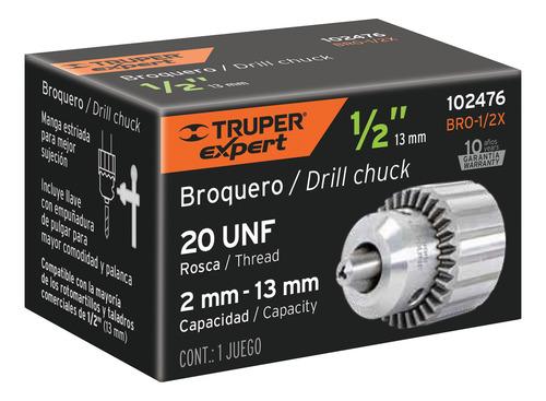 Broquero Uso Rudo Con Llave, 1/2 Rosca 20 Unf Para Taladro