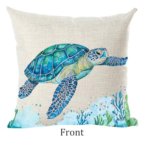 Funda De Almohada Decorativa Azul Verde Marino Algodón