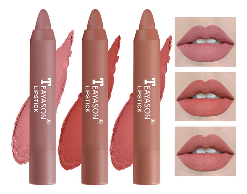 Cahiuyoa Juego De 3 Lapices Labiales Mate Nude, Lapiz Labial