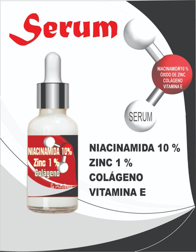 Niacinamida 10% + Zinc 1% Serum 30 Ml. + Colágeno + Vita E