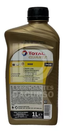 Aceite Para Motor Total Quartz Sintetico 9000 5w-40 X 1l