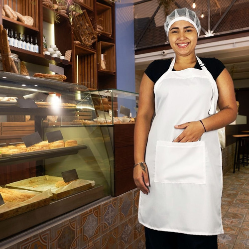 Kit 3 Touca Bandana Rede Preta Restaurante, Cozinha, Cor Branco