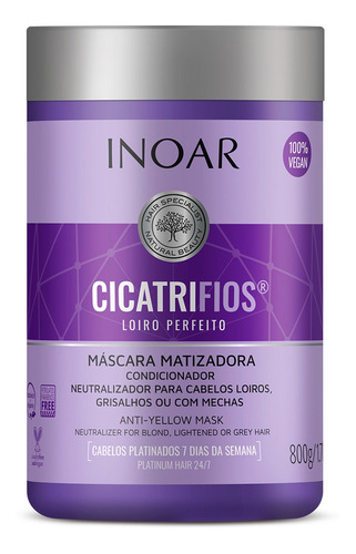 Imagem 2 de 5 de Máscara Matizador Inoar Cicatrifios Loiro Perfeito 800g