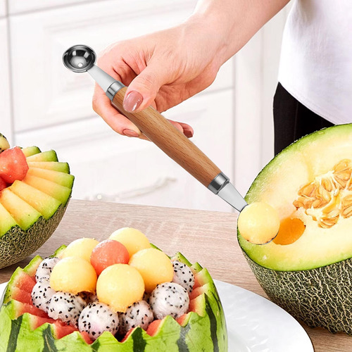 Cuchara Para Hacer Esferas De Sandía Con Doble Cabezal
