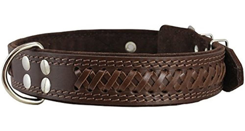 Collar De Perro Trenzado De Cuero Genuino, Marron 1.6  De A