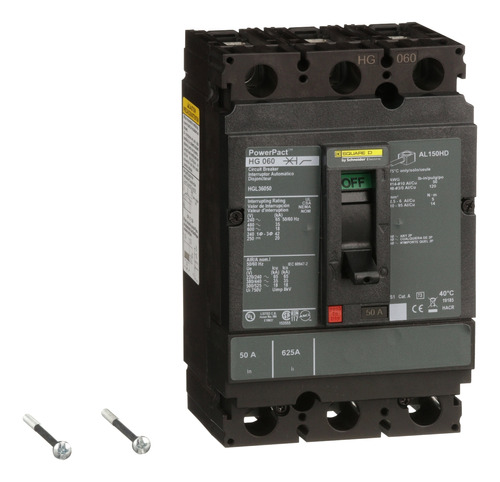 Hgl36050 Circuit Breaker, Powerpact H, 50a, 3 Pole, 600vac,