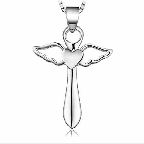 Collar - Angel Wings Cross Necklace Guardian Love Heart Pend