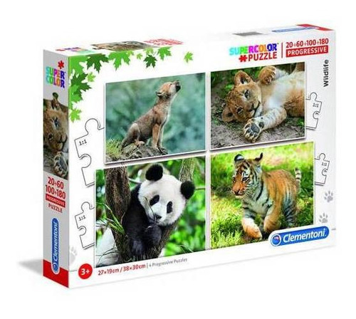 Puzzle Clementoni 180 Piezas Animales Salvajes 4 En 1