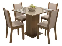 Comprar Juego de comedor Madesa Madesa MDJA0401657GBE color rustic\u002Fcrema\u002Fsintético\u002Fbeige con 4 sillas diseño liso mesa de 90cm de largo máximo x 90cm de ancho x 78cm de alto