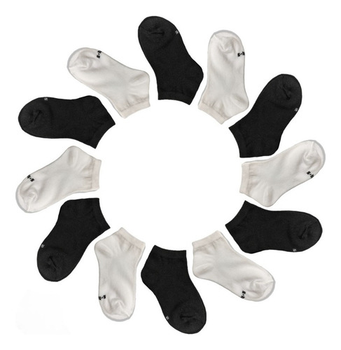Az. 12 Pares Tin Algodón Blanco/negro Deportivo Unisex Niños
