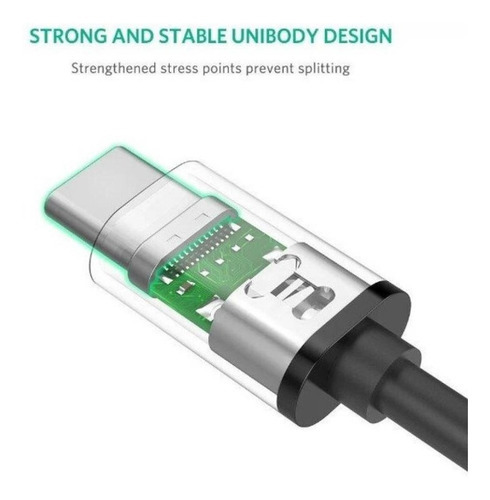 Cabo macho tipo C 2.0 A USB-C 2.0 3a 60w 1mt Ugreen 50997 Cor preta