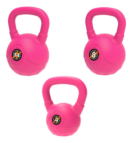 Set 3 Pesas Rusas De 4 Kg + 8 Kg + 14 Kg Fitnesas Kettlebell