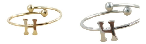 2 Uds De Anillos Con Inicial Acero Inoxidable Vie Or H Ajustable