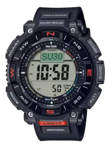 Relógio de pulso digital Casio PRG-340 com corria de uretano cor preto - fondo cinza