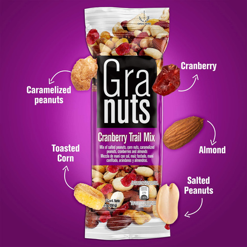 Mezcla De Frutos Secos Y Arándanos Snack 4 Paquetes 50 G