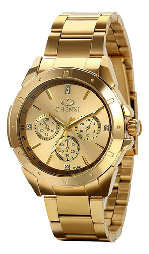 Avaner Mens Gold Watch Analog Dial Quartz Rhinestone Iced Ou