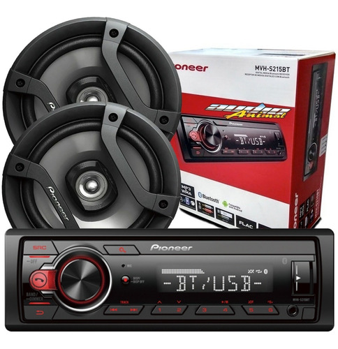 Estereo Pioneer Mvh 215bt Y Parlante Combo Pioneer 6 Pulgas