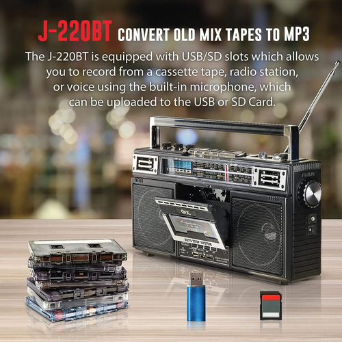 Reproductor/grabador De Casetes Qfx J-220bt Rerun X Boombox
