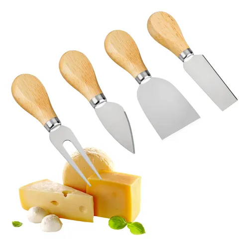 Juego De Cuchillos Para Quesos Set En Acero Mango De Madera