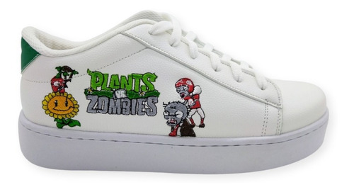 Tenis Urbano Bordados Para Niños Y Grandes Plants Vs Zombies