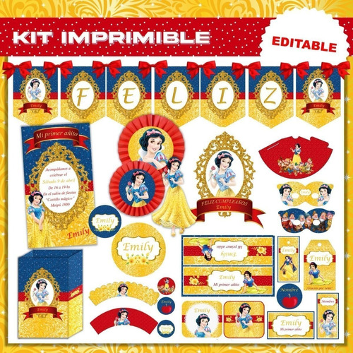 Kit Imprimible Blancanieves 100% Editable