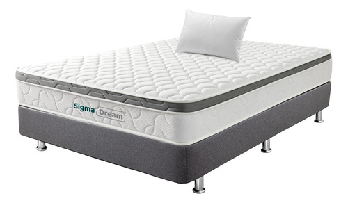 Combo Sigma Dream 100x190+somier Pluss Lino Gris+ Almohada