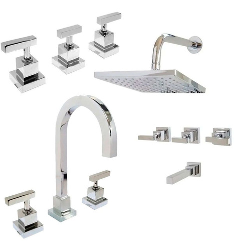 Griferia Baño Set Completo Bloke Lever Aqualaf Duchon Cuadra