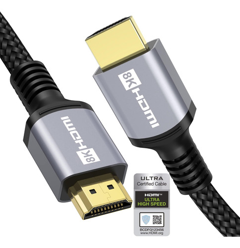 Anhuicco Cables Hdmi 2.1 4k 8k Hdr Certificado 1.6ft 48gbps 
