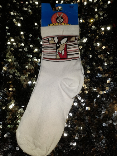 Medias Looney Tunes Original Tazmania Blanco Moda Nueva