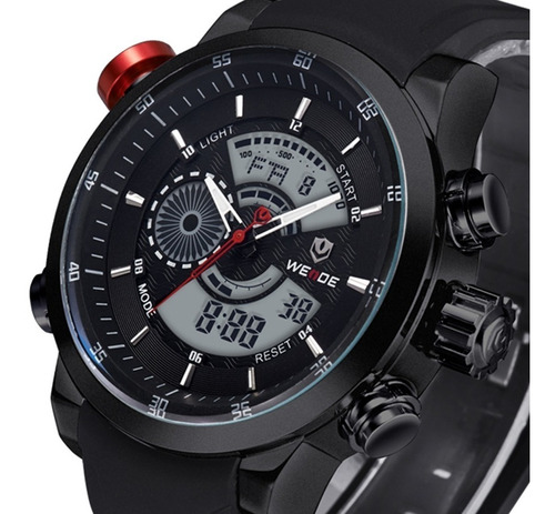Reloj Weide 3401b 2c Acero Inoxidable Black Red