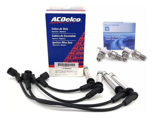 Kit Cabos Acdelco Velas Originais Gm Agile 2014 Chevrolet Ch