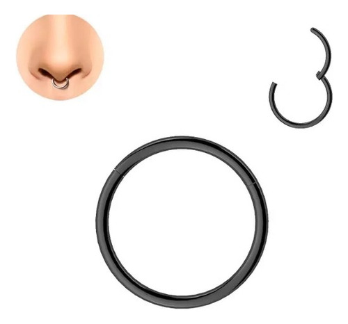 Piercing Septum Acero Argolla Oreja Nariz 10mm 2 Piezas Color Negro
