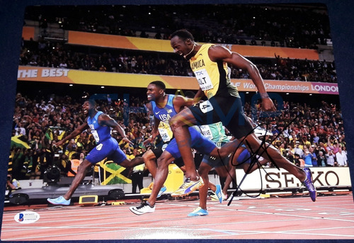 Foto Firmada Usain Bolt Atletismo Juegos Olimpicos Autografo