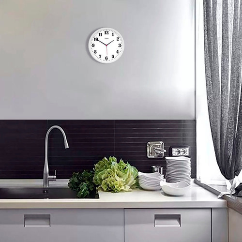 Relógio De Parede Herweg Redondo Para Cozinha Sala 6126 + Cor Da Estrutura Branco Cor Do Fundo Branco