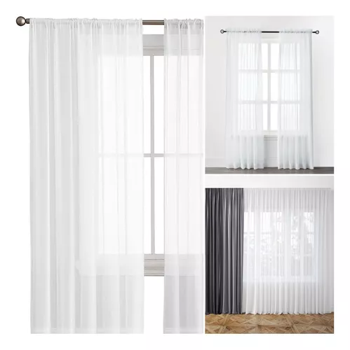 Cortinas Para Riel En Tela Voile Niza Con Cabezal Plisado - $ 720,00