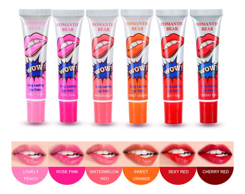 Lápiz Labial Despegable De 6 Colores, Brillo Labial Mate