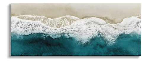 Stupell Industries Foamy Beach Coast Deep Blue Ocean Water L