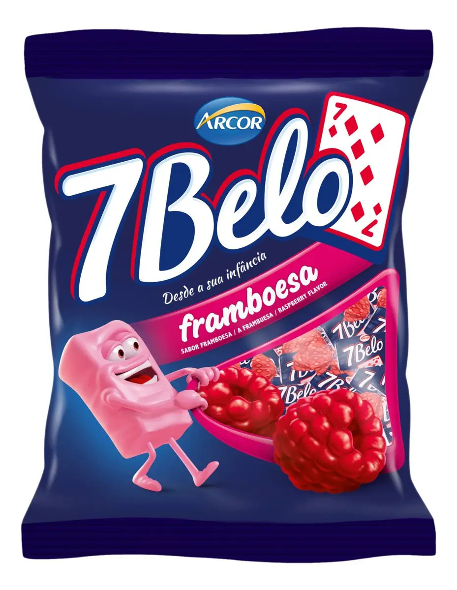 Balas Mastigáveis 7 Belo Framboesa Sem Glúten 500g Arcor