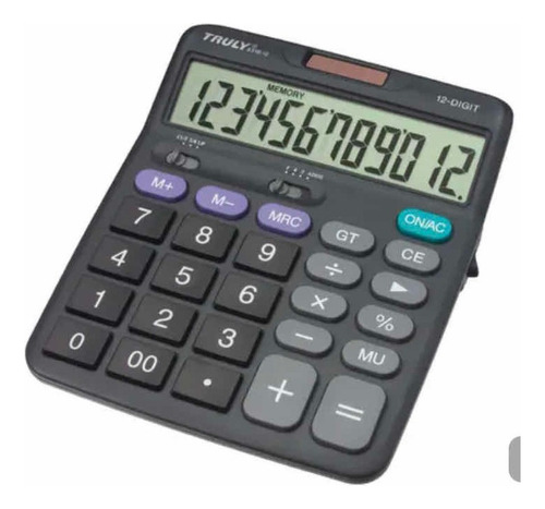 Calculadora De Mesa Truly 831b-12 Dígitos Pilha A A E Solar Cor Cinza-escuro