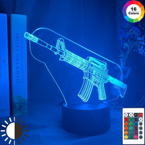 Juego Arma M4 Luz De Noche Led Sensor Táctil Color