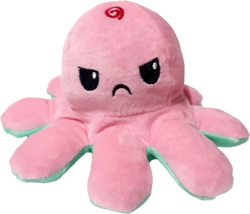 Peluche Pulpo Reversible Doble Cara Feliz Y Enojado Suave