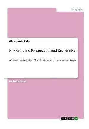 Libro Problems And Prospect Of Land Registration : An Emp...