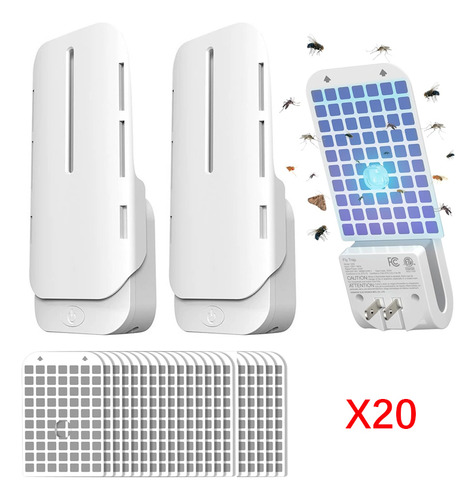 Lámpara mata mosquitos eléctrica silencioso atrapa moscas para interiores trampa mosquitos el hogar con luz led pare polillas y mosquitos 2 dispositivos 20 repuestos raquete dp-led Xixi