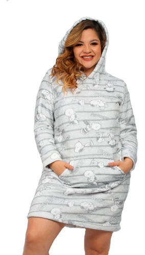Pijama Dama Camison Bata Polar Calida Snoopy Original 10424