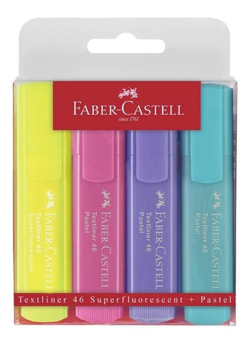  Marcador Resaltador Faber-Castell Textliner 46 con diseño de Pastel de punta biselada pastel pack